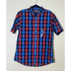NWOT Club Room Plaid Button Down Shirt Red Blue Medium